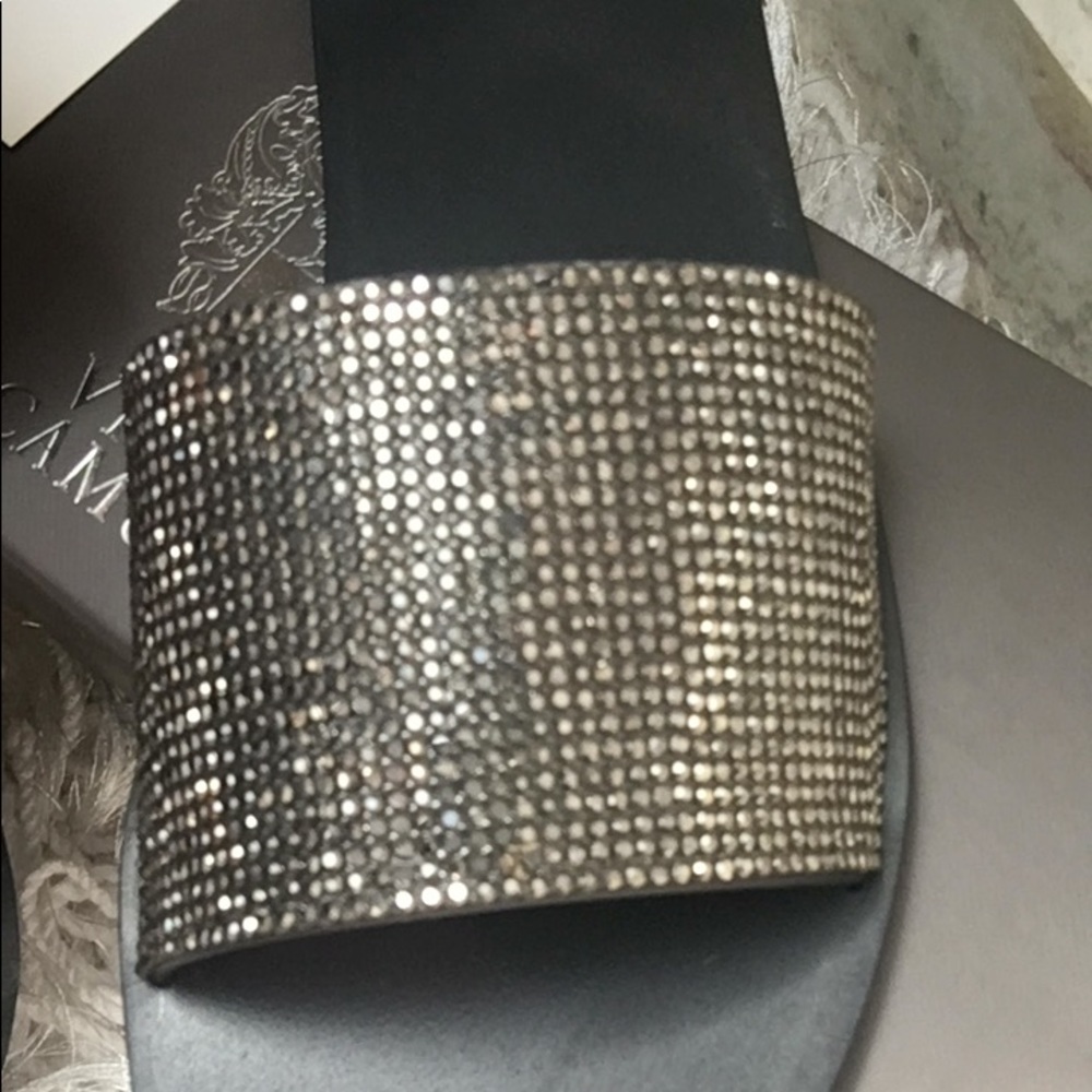 Women’s Vince Camuto Glam Slip On Crystal Embellished Slides Sandals - Picture 3 of 5